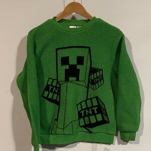 Minecraft kids Green Graphic fleece crewneck Sweater